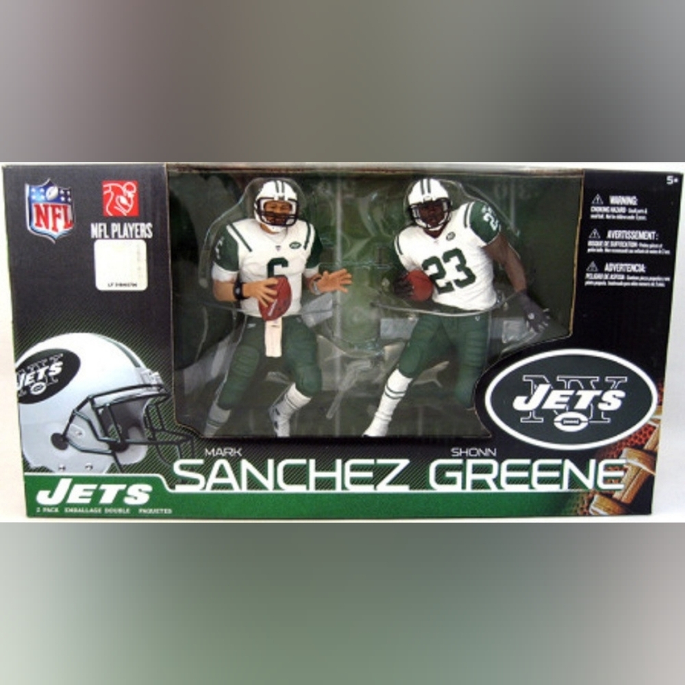 NIB 🏈🟢⚪McFarlane Mark Sanchez & Shonn Greene NFL New York Jets 6" Figures 2010